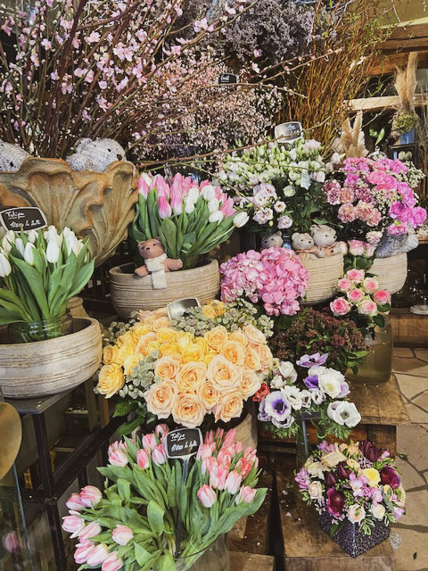 colourful flower stand